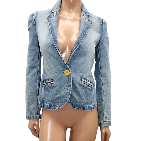 MARC JACOBS Slim Fitted Blazer Style Denim Jacket 4 - Picture 2 of 6